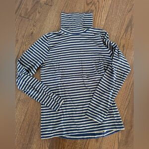 J. Crew Navy and Tan Striped Long Sleeve Turtleneck